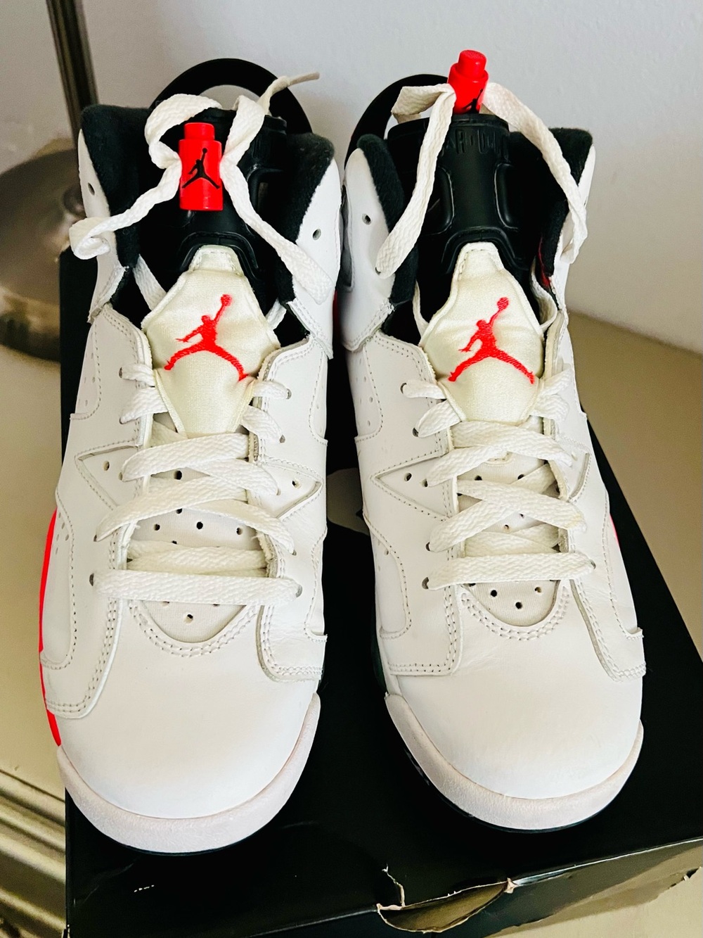 NWT Jordan White and Red High-Top Sneakers